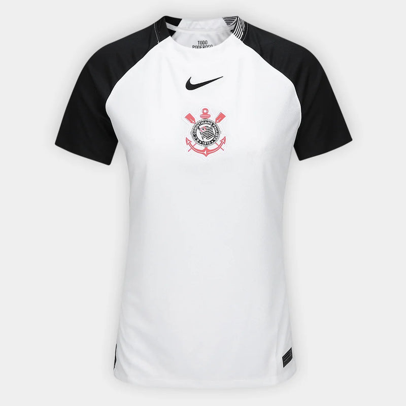 Camisa Corinthians I 25/26 Torcedor Nike Feminina - Branco+Preto