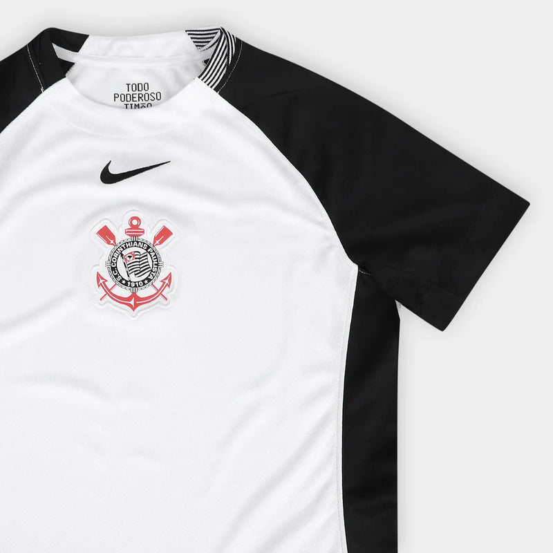Camisa Corinthians I 25/26 Torcedor Nike Feminina - Branco+Preto
