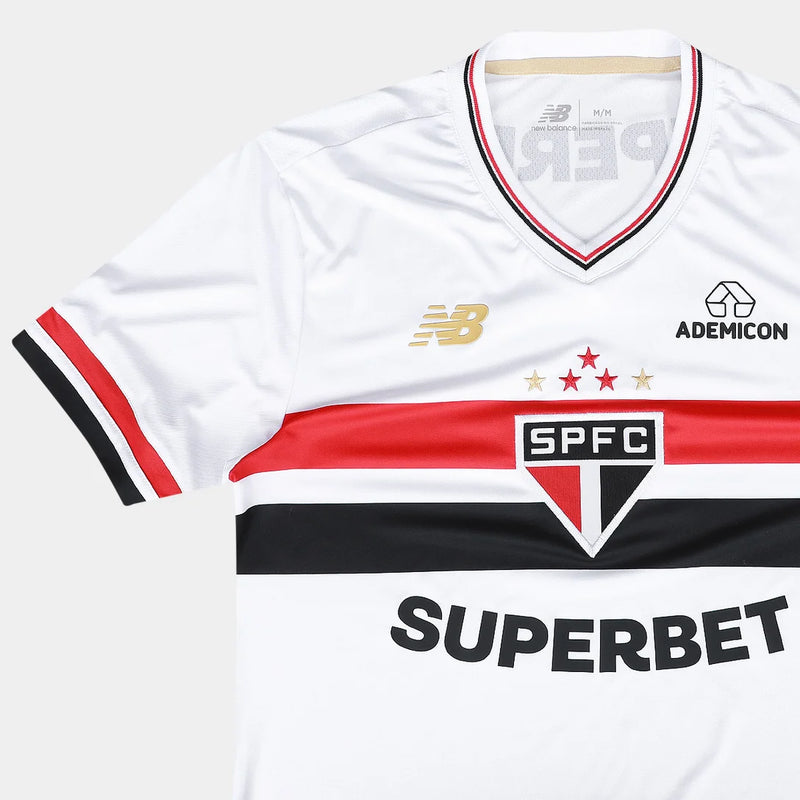 Camisa São Paulo 25/26 Home Torcedor  Feminina - Branco+Vermelho