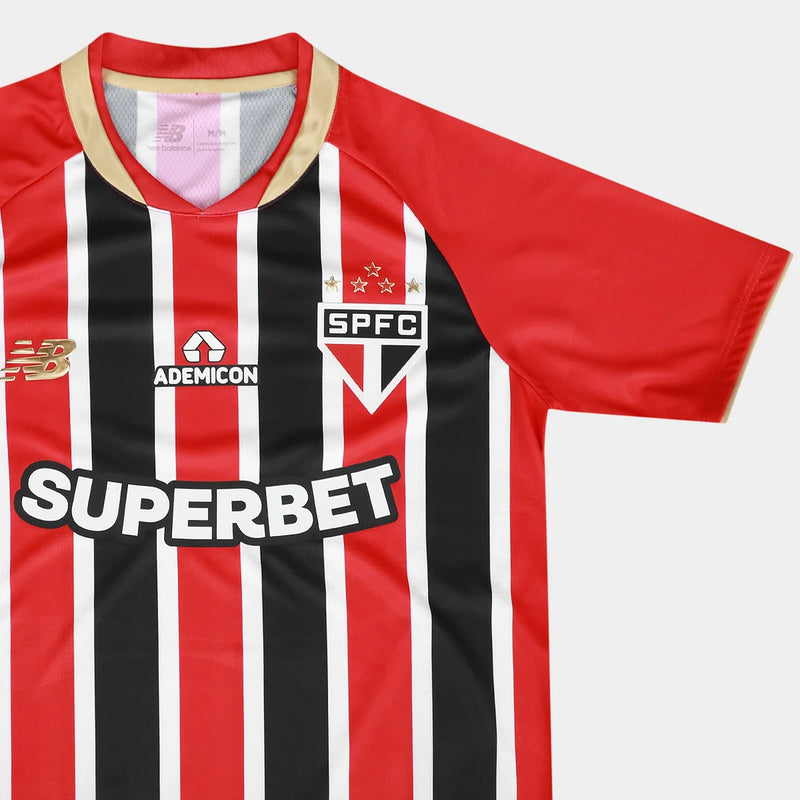 Camisa São Paulo 25/26 Away Jogador Masculina - Branco+Vermelho