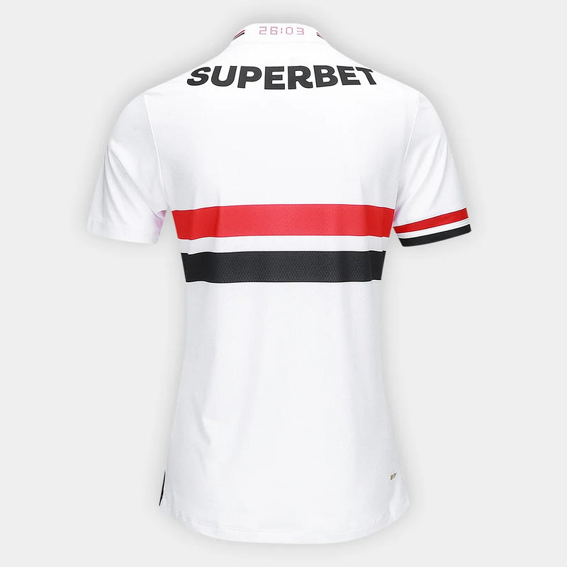 Camisa São Paulo 25/26 Home Torcedor  Feminina - Branco+Vermelho